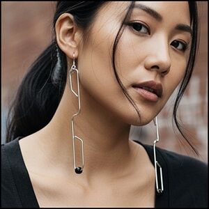 5 For $25💫Long Silver Wire Minimalist Geometric Style Earrings